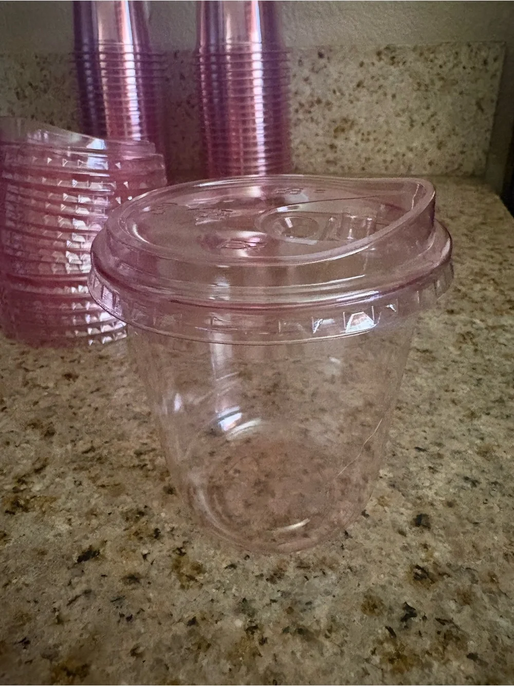 Pink Disposable Plastic Party Cups - Pack of Clear Pink Cups